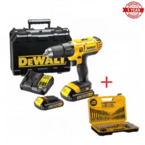 Dewalt Cordless Hammer Drill 18V 1.5Ah Brushless With 2 Battery Charger And 100pcs Bit Set