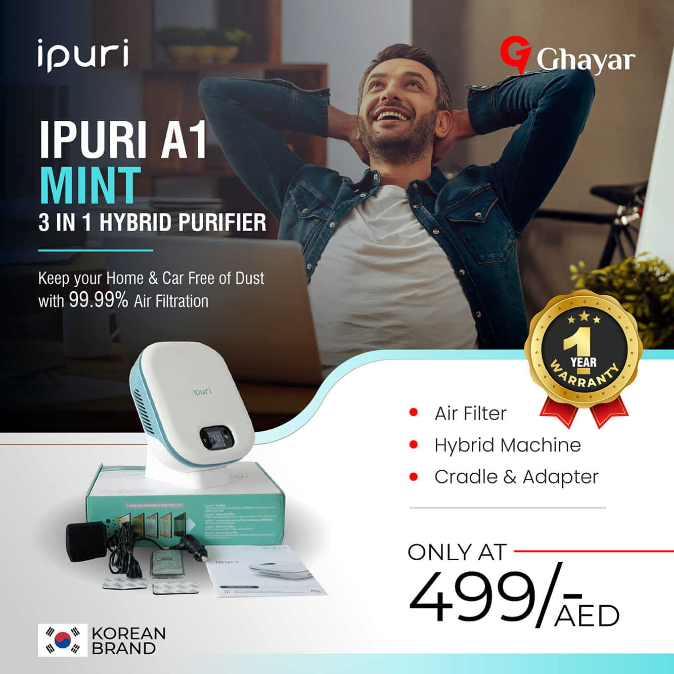 Ipuri A1 Mint 3 in 1 Hybrid Purifier