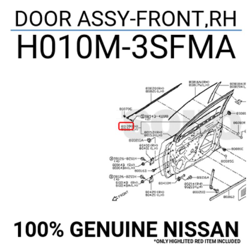 Door Assembly Front Right Side - H010M3SFMA