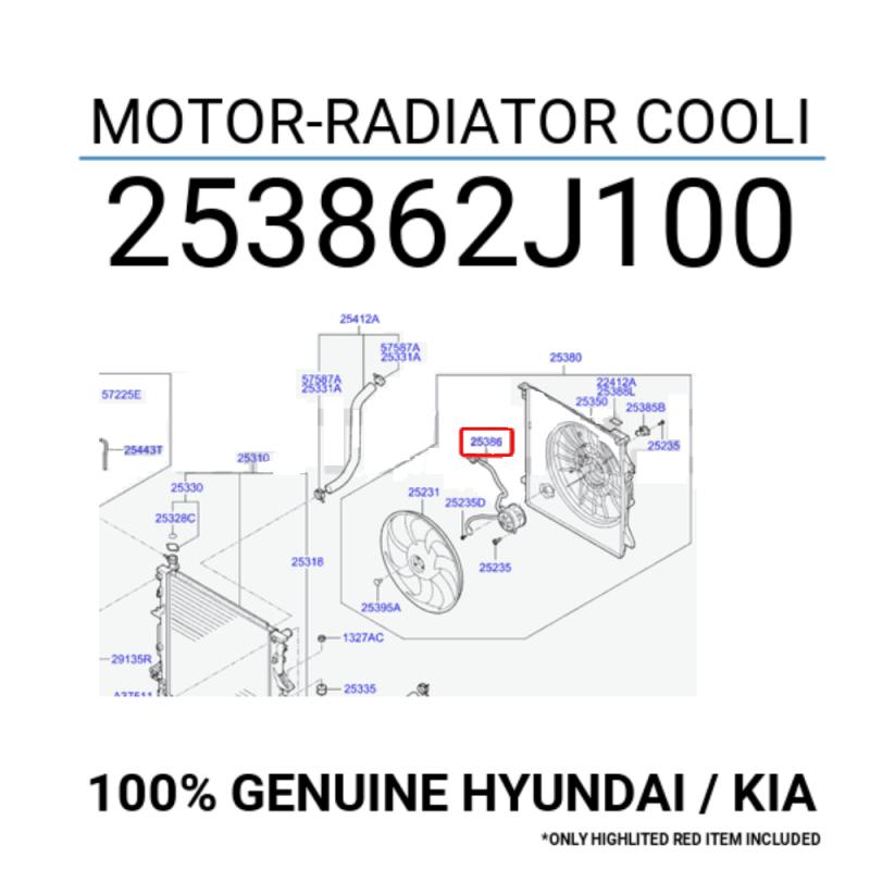 Fan Motor Assembly Condenser Right Side - 253862J100